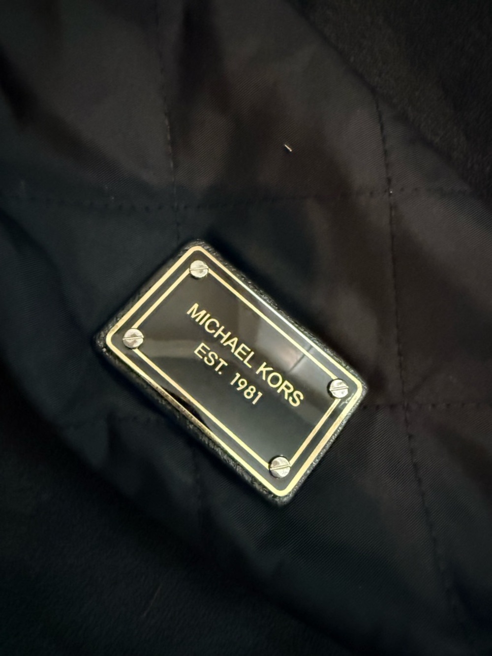 Michael Kors Black and Gold Interior Logo Plaque Cosmetic Bag